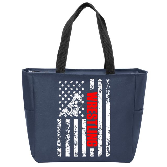 US American Flag Sports Patriotic Wrestling Zip Tote Bag