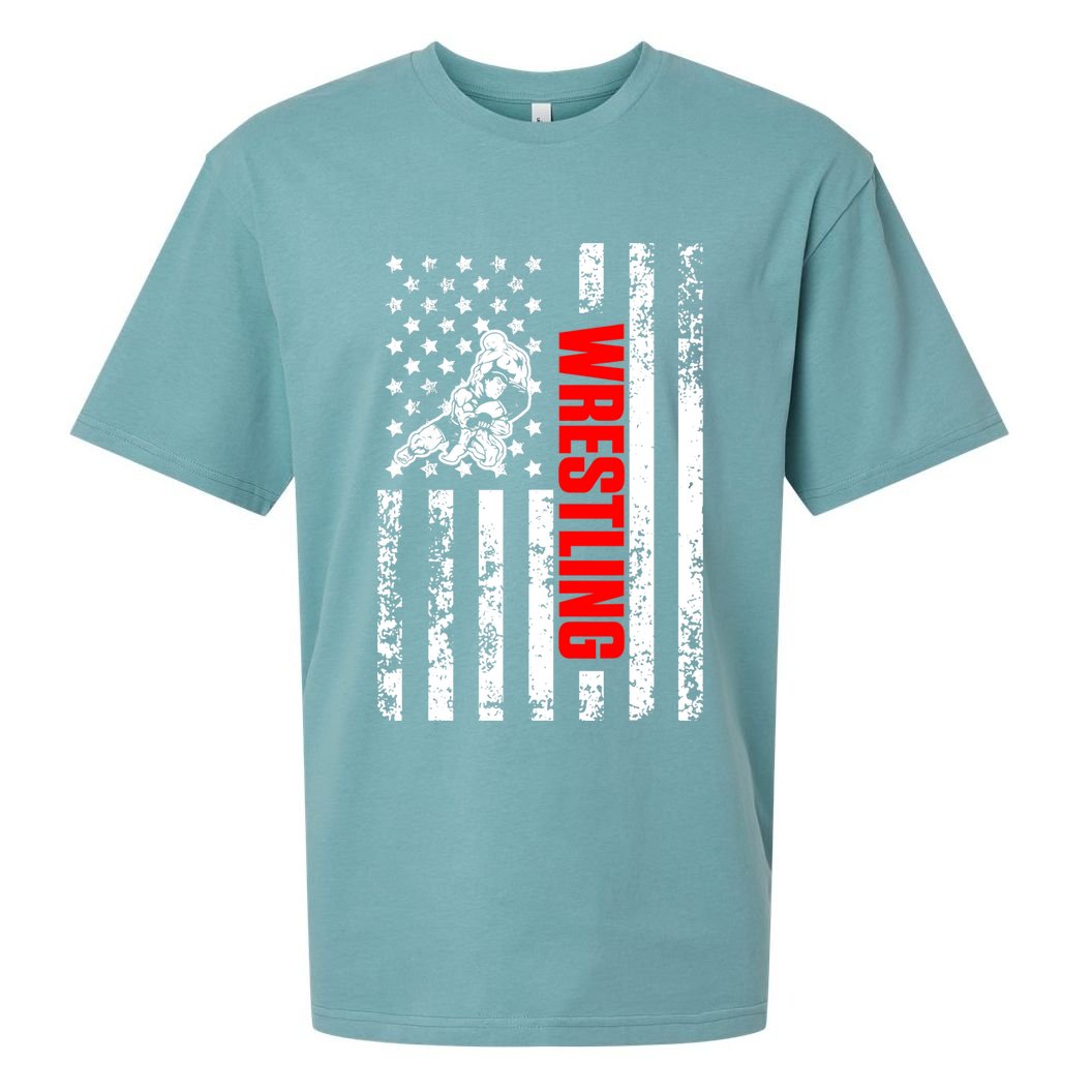 US American Flag Sports Patriotic Wrestling Sueded Cloud Jersey T-Shirt