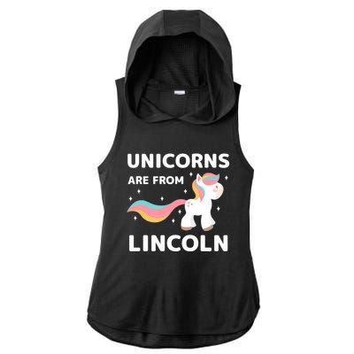 Unicorns Are From Lincoln Nebraska Resident Ne Local Gift Ladies PosiCharge Tri-Blend Wicking Draft Hoodie Tank