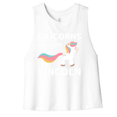 Unicorns Are From Lincoln Nebraska Resident Ne Local Gift Women's Racerback Cropped Tank