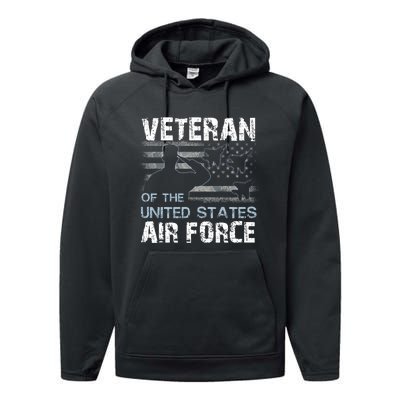 US Air Force Veteran USAF Tees Proud Airman Gifts Performance Fleece Hoodie