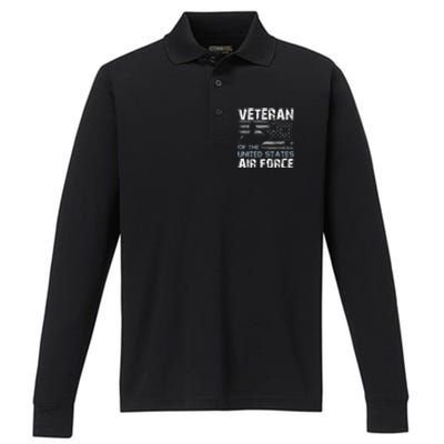 US Air Force Veteran USAF Tees Proud Airman Gifts Performance Long Sleeve Polo