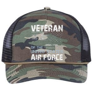 US Air Force Veteran USAF Tees Proud Airman Gifts Retro Rope Trucker Hat Cap