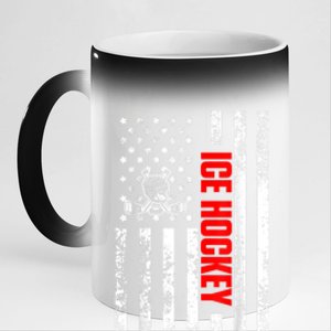 US American Flag Sports Patriotic Ice Hockey 11oz Black Color Changing Mug