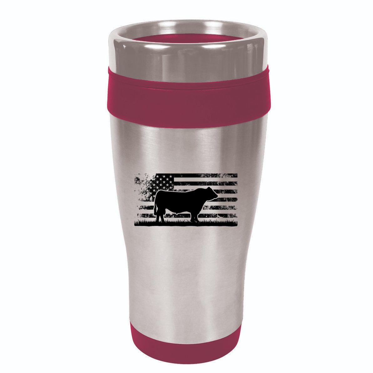 USA American Flag America Cow Black Angus Rancher 16oz Travel Tumbler