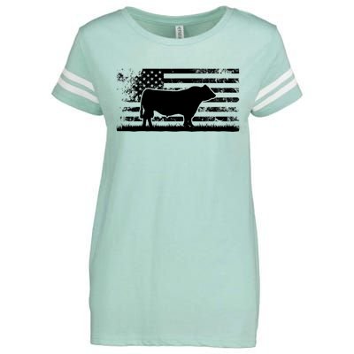 USA American Flag America Cow Black Angus Rancher Enza Ladies Jersey Football T-Shirt