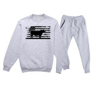 USA American Flag America Cow Black Angus Rancher Premium Crewneck Sweatsuit Set