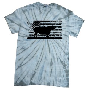 USA American Flag America Cow Black Angus Rancher Tie-Dye T-Shirt