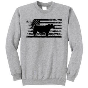 USA American Flag America Cow Black Angus Rancher Tall Sweatshirt