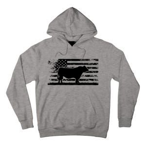 USA American Flag America Cow Black Angus Rancher Tall Hoodie