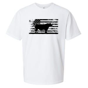 USA American Flag America Cow Black Angus Rancher Sueded Cloud Jersey T-Shirt