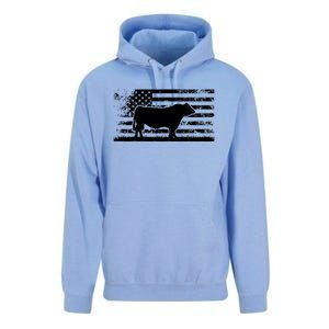 USA American Flag America Cow Black Angus Rancher Unisex Surf Hoodie