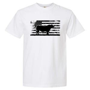 USA American Flag America Cow Black Angus Rancher Garment-Dyed Heavyweight T-Shirt