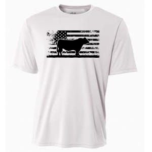 USA American Flag America Cow Black Angus Rancher Cooling Performance Crew T-Shirt