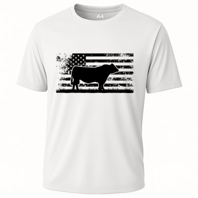 USA American Flag America Cow Black Angus Rancher Performance Shirt
