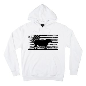 USA American Flag America Cow Black Angus Rancher Hoodie