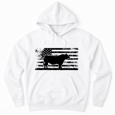USA American Flag America Cow Black Angus Rancher Hoodie