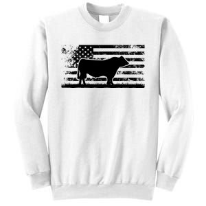 USA American Flag America Cow Black Angus Rancher Sweatshirt