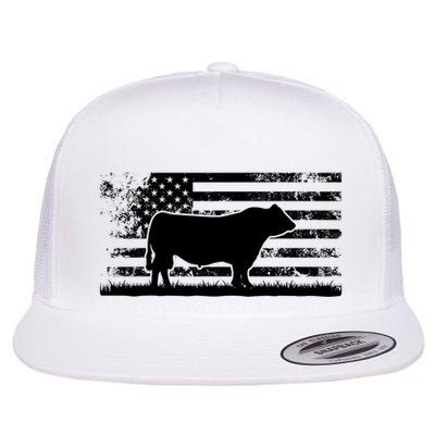 USA American Flag America Cow Black Angus Rancher Flatbill Hat