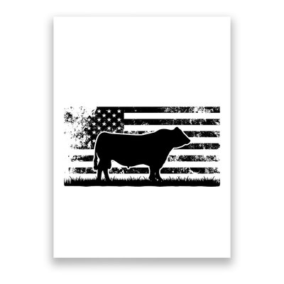 USA American Flag America Cow Black Angus Rancher Poster