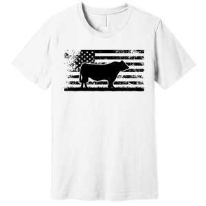 USA American Flag America Cow Black Angus Rancher Premium T-Shirt