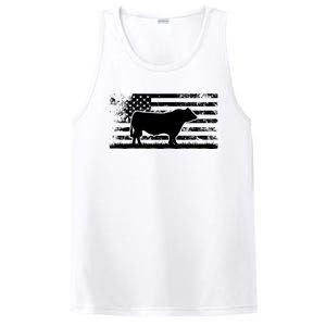 USA American Flag America Cow Black Angus Rancher PosiCharge Competitor Tank