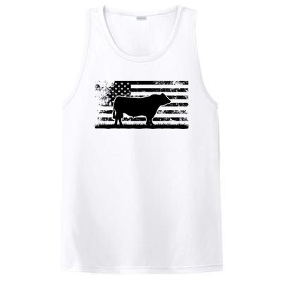 USA American Flag America Cow Black Angus Rancher PosiCharge Competitor Tank