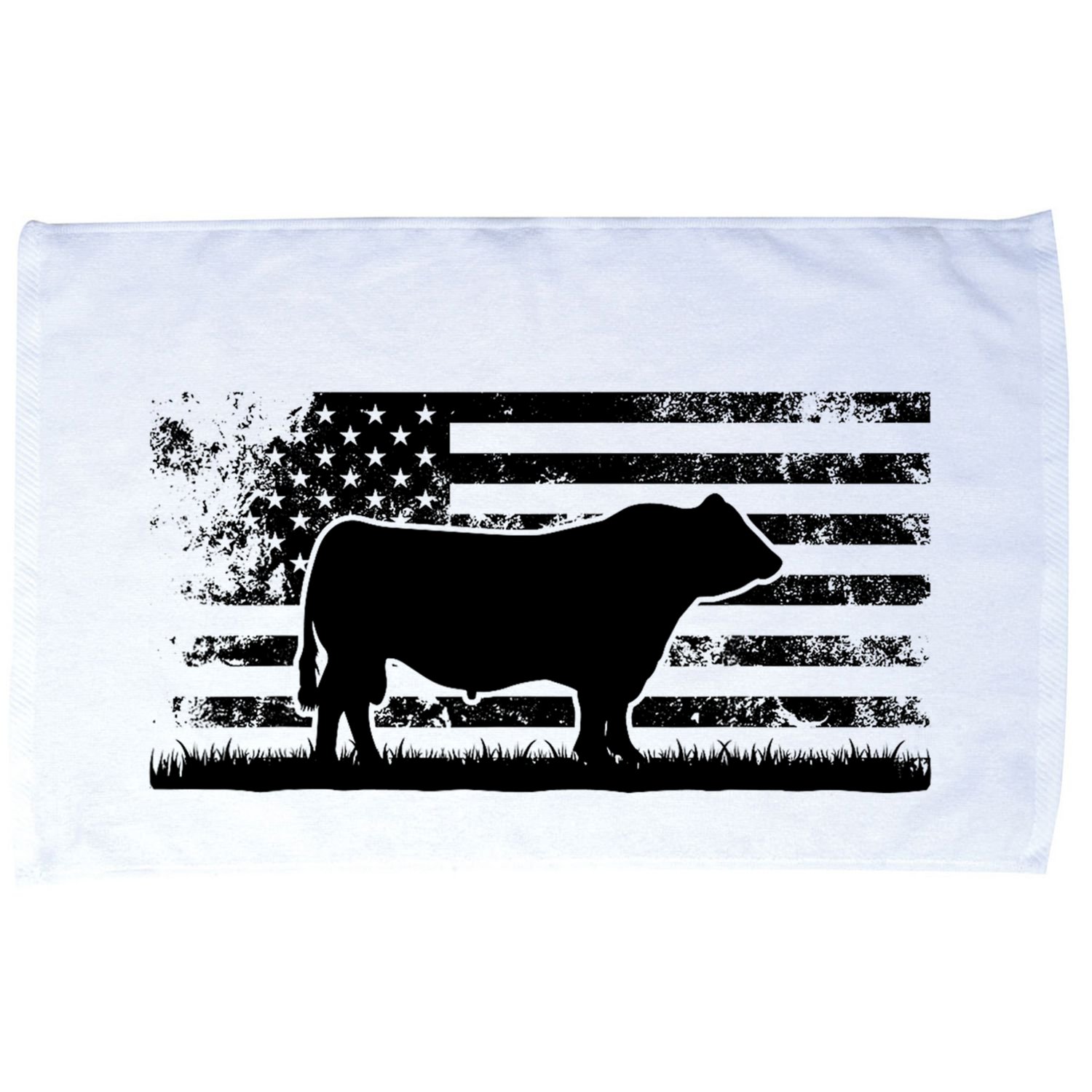 USA American Flag America Cow Black Angus Rancher Microfiber Hand Towel