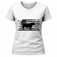 USA American Flag America Cow Black Angus Rancher Women's T-Shirt