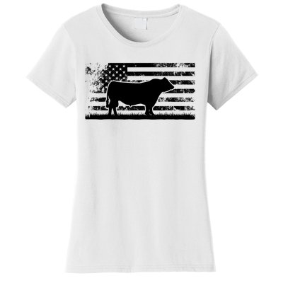 USA American Flag America Cow Black Angus Rancher Women's T-Shirt