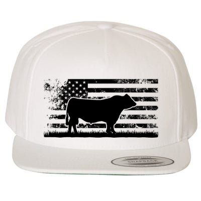 USA American Flag America Cow Black Angus Rancher Wool Snapback Cap