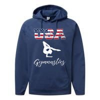 USA American Flag Gymnastics Tee Gymnast 4th of July Performance Fleece Hoodie