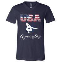 USA American Flag Gymnastics Tee Gymnast 4th of July V-Neck T-Shirt