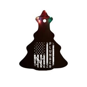 USA American Flag Plumber funny Plumbers Patriotic Ceramic Tree Ornament