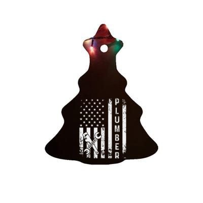 USA American Flag Plumber funny Plumbers Patriotic Ceramic Tree Ornament