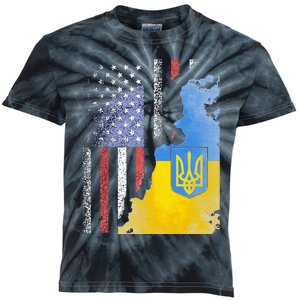 Ukrainian American Flag Ukraine Usa America Roots Kids Tie-Dye T-Shirt