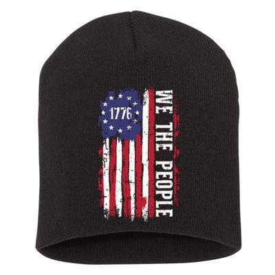 Us American Flag 1776 We The People For Independence Day Short Acrylic Beanie