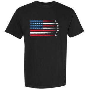 Usa American Flag Fighter Jets Patriotic Garment-Dyed Heavyweight T-Shirt