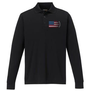 Usa American Flag Fighter Jets Patriotic Performance Long Sleeve Polo