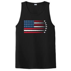 Usa American Flag Fighter Jets Patriotic PosiCharge Competitor Tank