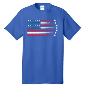 Usa American Flag Fighter Jets Patriotic Tall T-Shirt