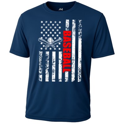 US American Flag Baseball Patriotic Baseball Cooling Performance Crew T-Shirt
