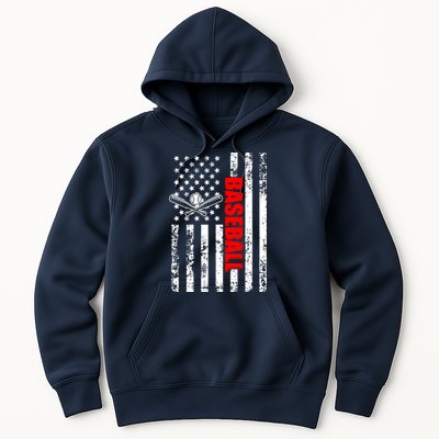 US American Flag Baseball Patriotic Baseball Hoodie