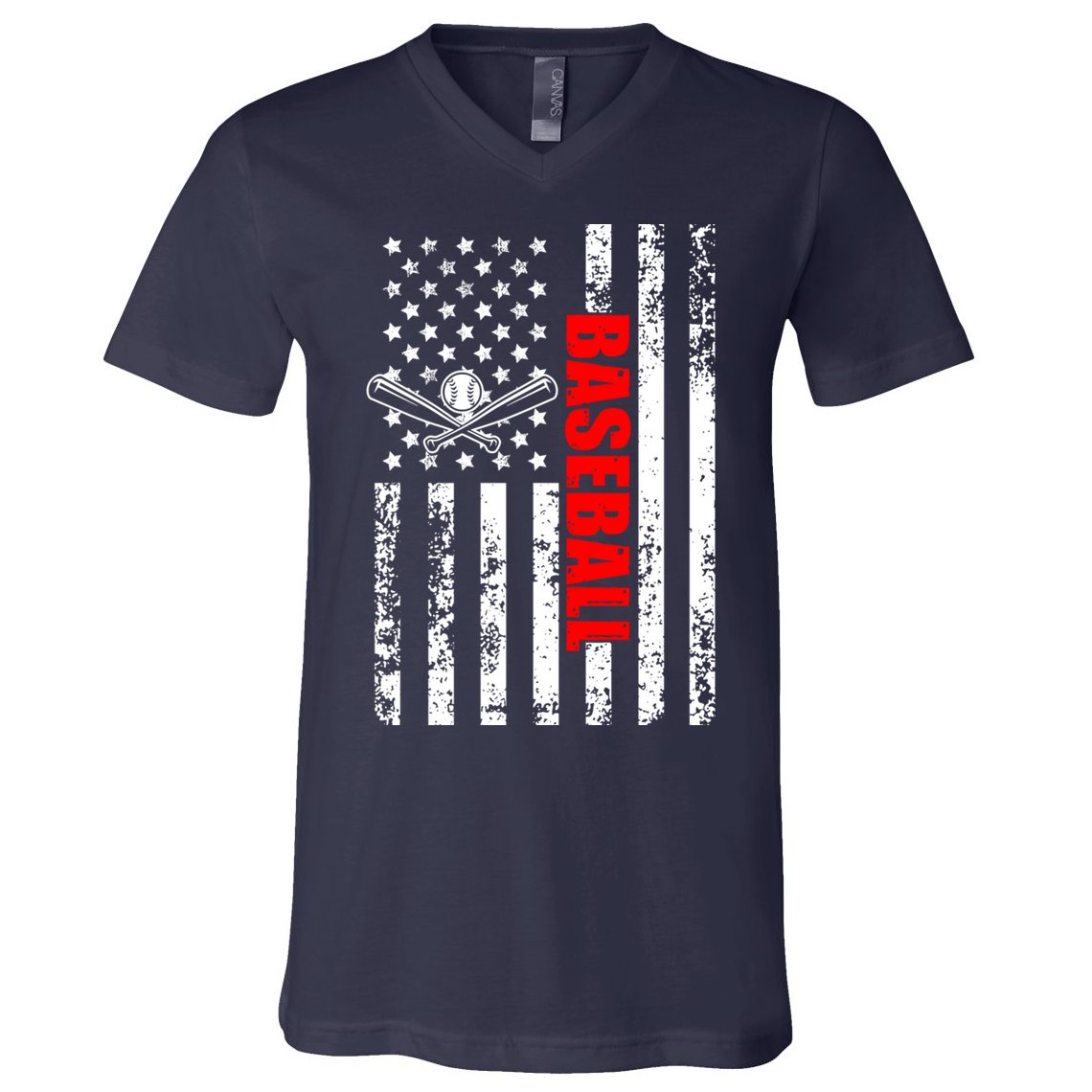 US American Flag Baseball Patriotic Baseball V-Neck T-Shirt