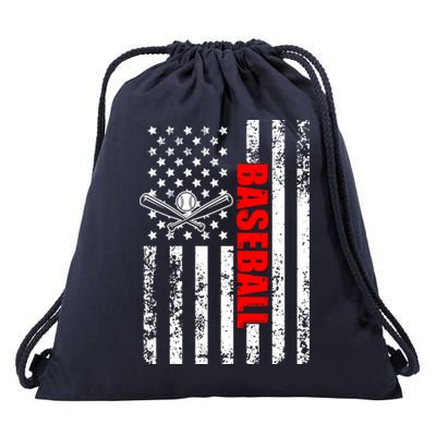 US American Flag Baseball Patriotic Baseball Drawstring Bag