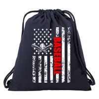 US American Flag Baseball Patriotic Baseball Drawstring Bag