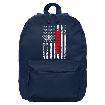 US American Flag Baseball Patriotic Baseball 16 in Basic Backpack