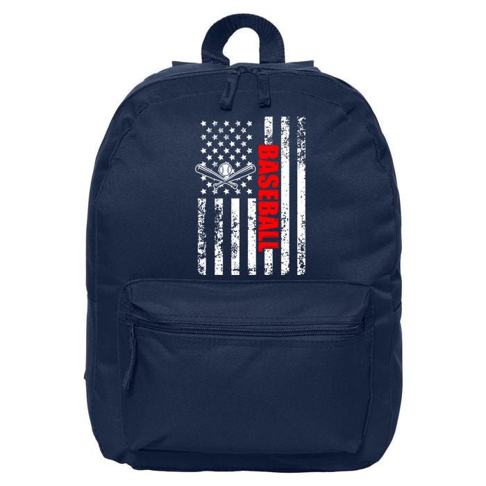 US American Flag Baseball Patriotic Baseball 16 in Basic Backpack