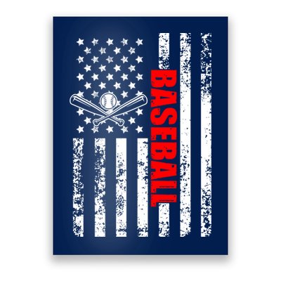 US American Flag Baseball Patriotic Baseball Poster