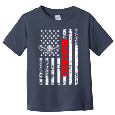 US American Flag Baseball Patriotic Baseball Toddler T-Shirt